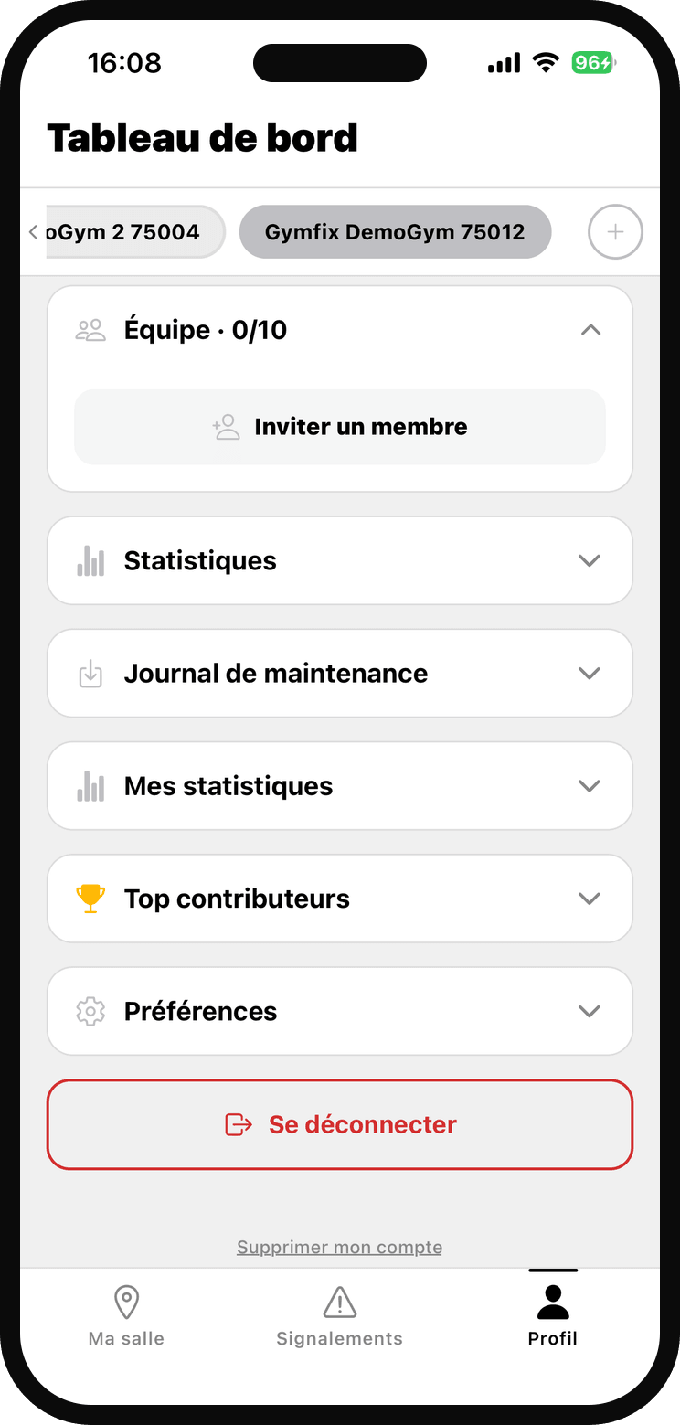 Inviter un membre de l'équipe au tableau de bord