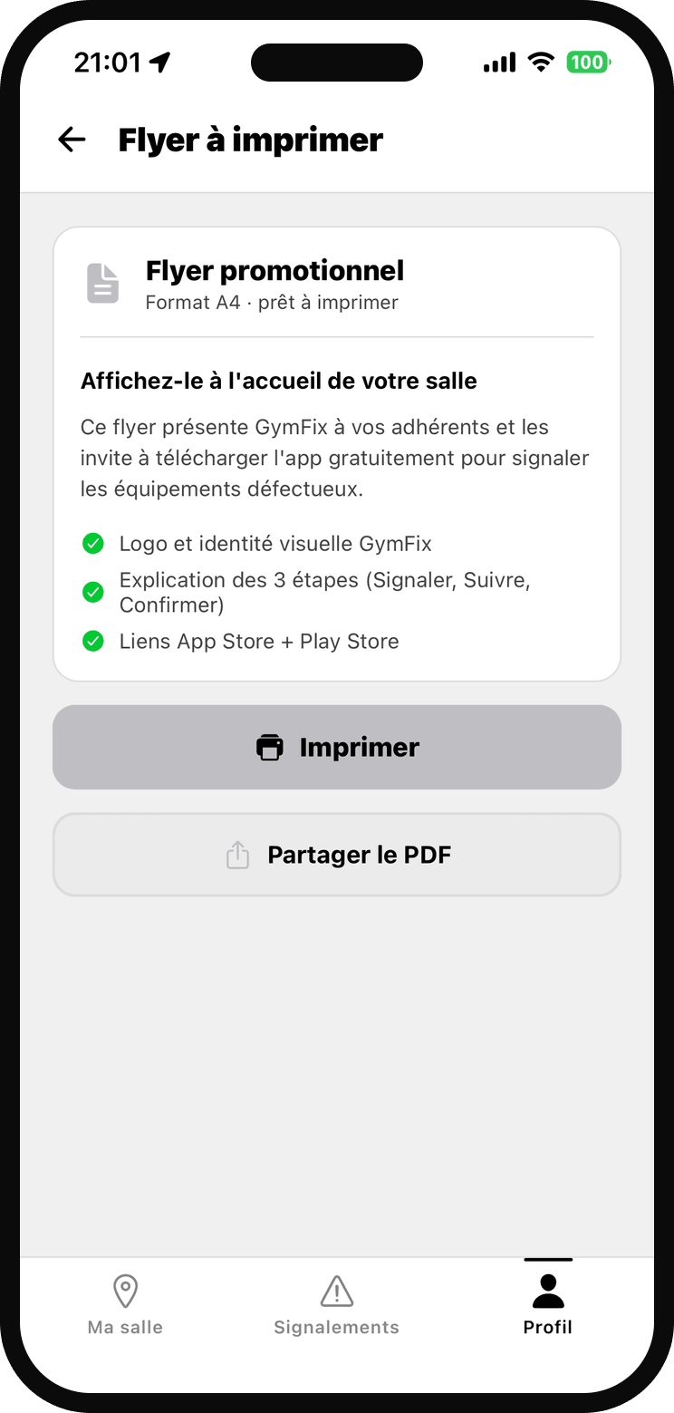 Flyer A4 téléchargeable à afficher dans la salle