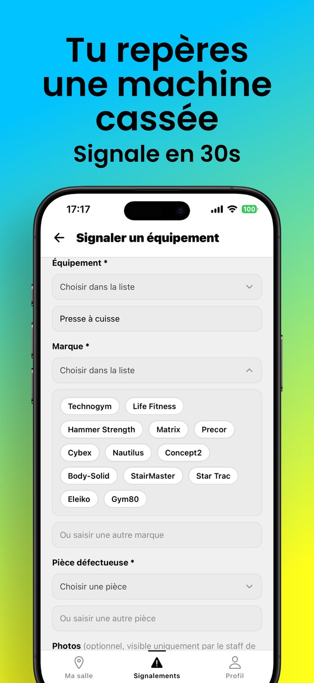 Formulaire de signalement d'équipement défectueux
