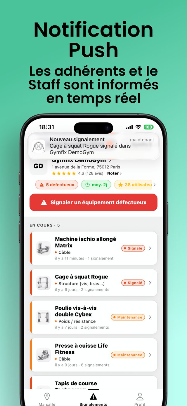 Notification push de nouveau signalement